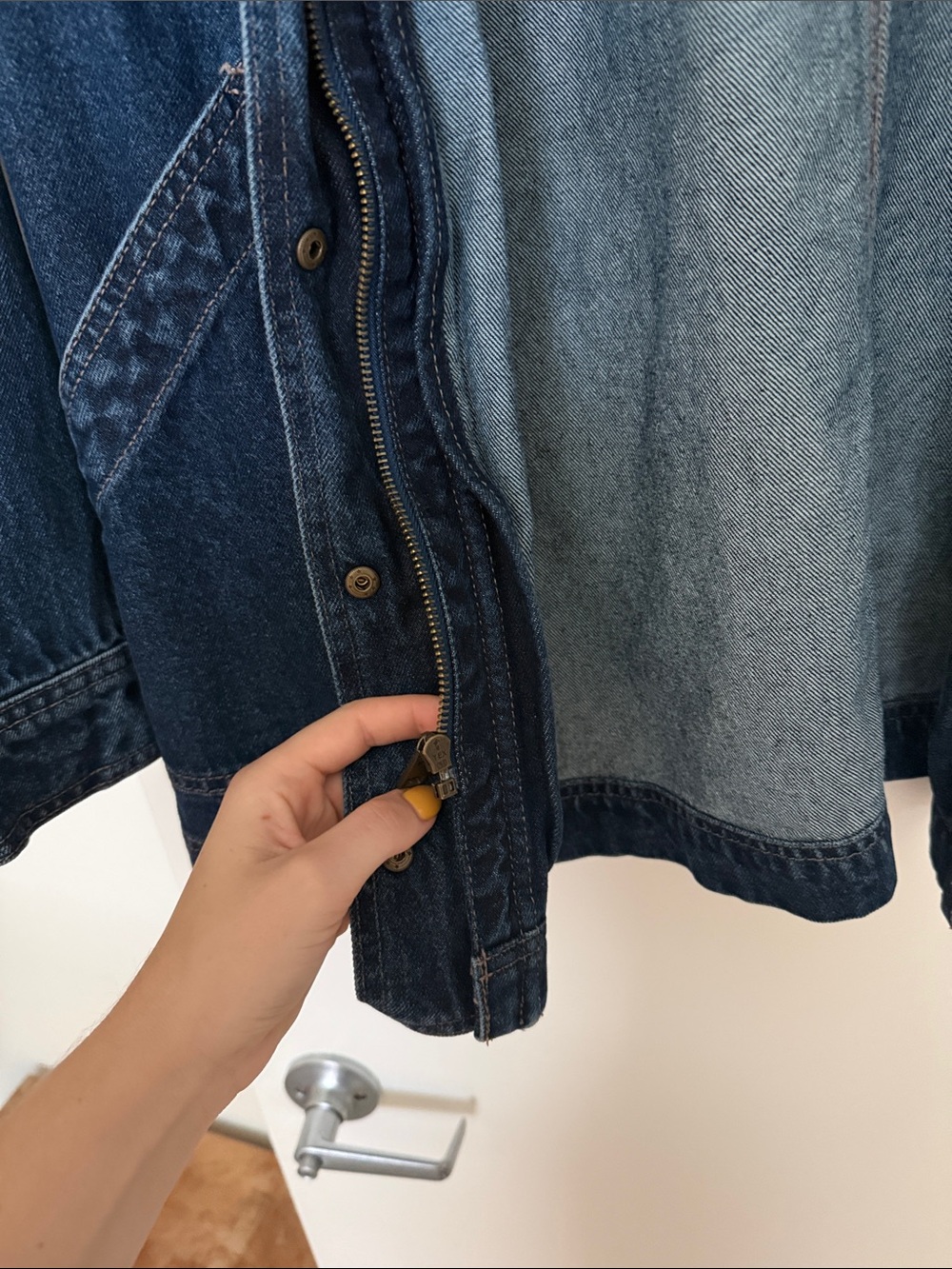 Women's Dark Blue Barn Denim Jacket - Picture 3 of 5